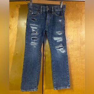 GAP KIDS DISTRESSED STRAIGHT LEG BOY JEANS SIZE 7 REGULAR